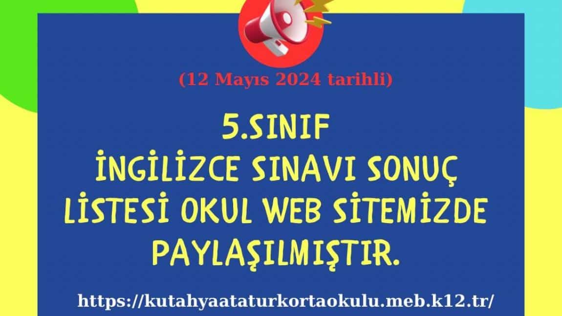 5.SINIF İNGİLİZCE SINAV SONUÇLARI...